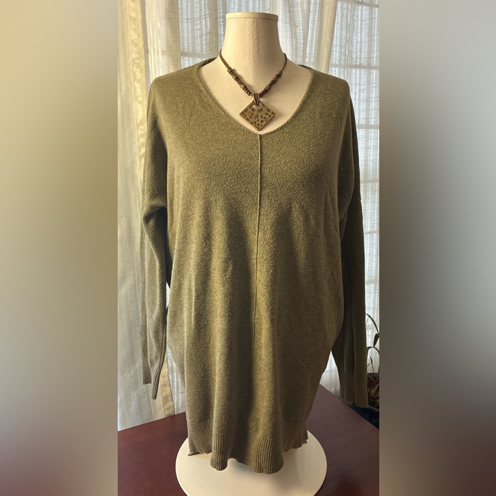 Dreamers Olive Green V-Neck Sweater